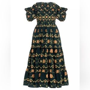 Agua by Agua Bendita Green Patterned Midi Dress